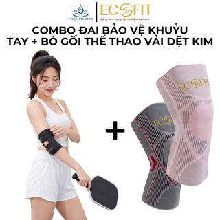 Combo Đai Bảo Vệ Khuỷu Tay 7941 + Bó Gối 7728 ECOFIT, Bảo Vệ Khớp Gym, Chạy Bộ, Cầu Lông Co Giãn Thoáng Khí, Chống Trượt
