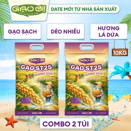 Combo 2 Túi Gạo ST25 Hương Sữa Gạo Ơi Túi 5kg - Chính Hãng Gạo Thơm Ngon Dẻo Nhiều