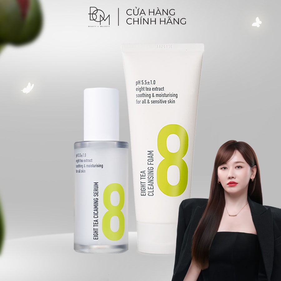 Bộ đôi làm sạch và chăm sóc da sữa rửa mặt và tinh chất BOM EIGHT TEA