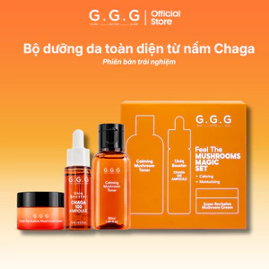 COMBO Chăm Da Từ Nấm Chagga Giúp Làm Dịu Cấp Ẩm Và Phục Hồi - GGG Feel the Mushroom Magic Set 3pcs