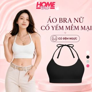 Áo bra nữ cotton mút đệm mỏng đi biển màu xinh cổ yếm cột dây hở lưng gợi cảm sexy HOMEBRA B8703