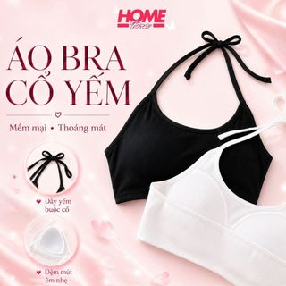 Áo bra nữ cotton mút đệm mỏng đi biển màu xinh cổ yếm cột dây hở lưng gợi cảm sexy HOMEBRA B8703