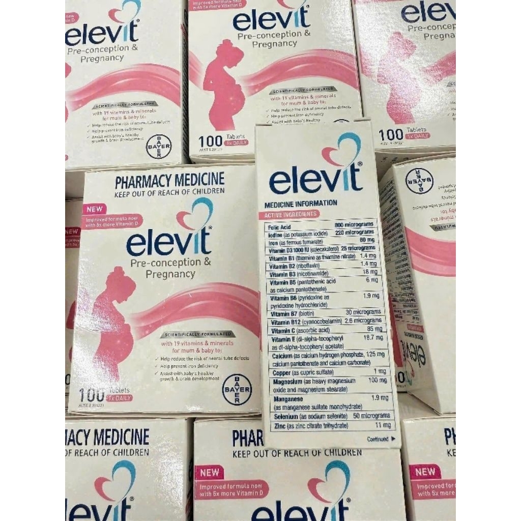{Mẫu mới+Tem Chemist} Elevit Bầu Úc - Vitamin Tổng Hợp cho bà Bầu 100 viên date mới, giúp mẹ bầu khỏe, con khỏe