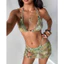 NUNG NIU - Bộ Bikini 3 Món Hoa Tiết Đính Đá Vibe Âu Mỹ Mùa Hè