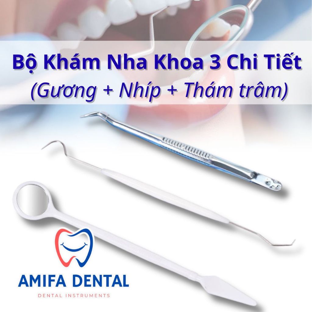 Bộ Khám Nha Khoa 3 Chi Tiết Dùng Một Lần Tiện Dụng, Gương Nha Khoa, Nhíp Nha Khoa, Cây Thám Trâm