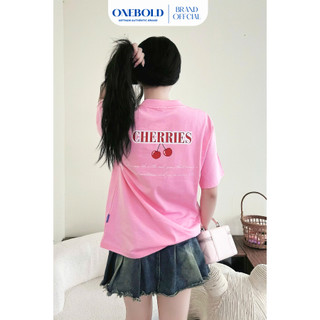 Áo Thun Oversize "CHERRY" Brand Onebold Cotton 270gsm Form Rộng, Áo Phông Nam Nữ Dễ Thương- OB01