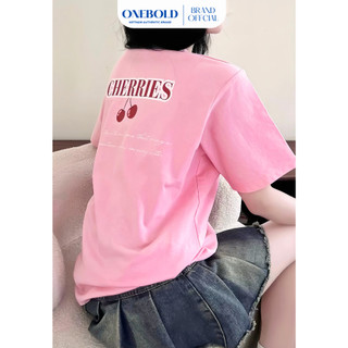 Áo Thun Oversize "CHERRY" Brand Onebold Cotton 270gsm Form Rộng, Áo Phông Nam Nữ Dễ Thương- OB01