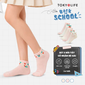 Set 5 đôi tất cho bé gái TOKYOLIFE cổ ngắn in hình thỏ đáng yêu khử mùi thoáng khí 40004462