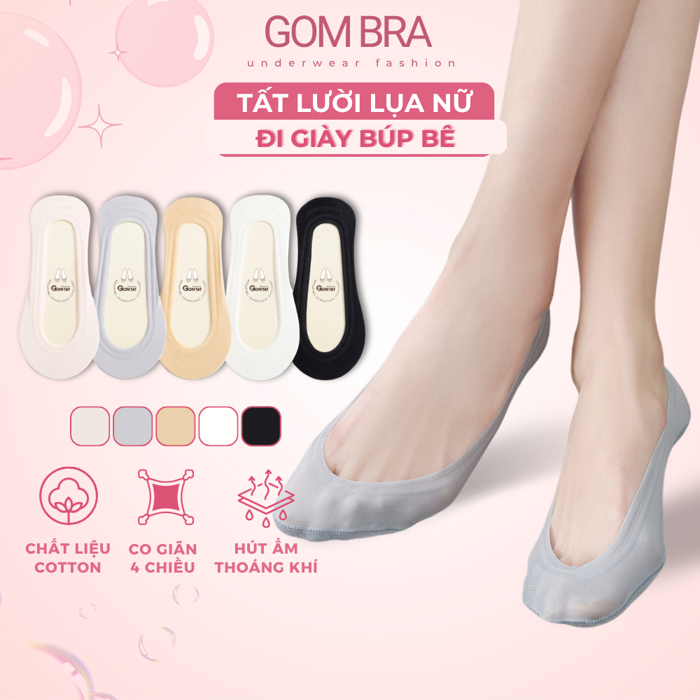 Tất nữ đi giày lười Gom Bra có đệm silicon chống tuột gót, vớ lười chất liệu cotton mềm mại hút ẩm khử mùi - TNBB-1DOI