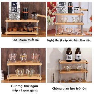 Kệ để đồ để bàn đa năng 2/3 tầng kệ gỗ trang trí nhà bếp bàn học bàn trang điểm nhỏ gọn đẹp