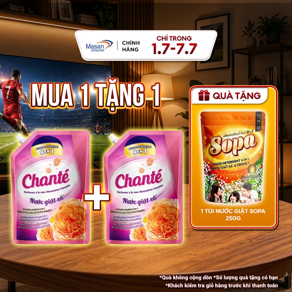 Combo 2 Túi Nước Giặt Xả Chanté Cao Cấp 8 Trong 1