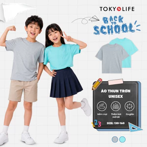 Áo thun trơn cho bé TOKYOLIFE áo phông cộc tay cho bé trai bé gái mềm mịn dễ phối đồ 40004320