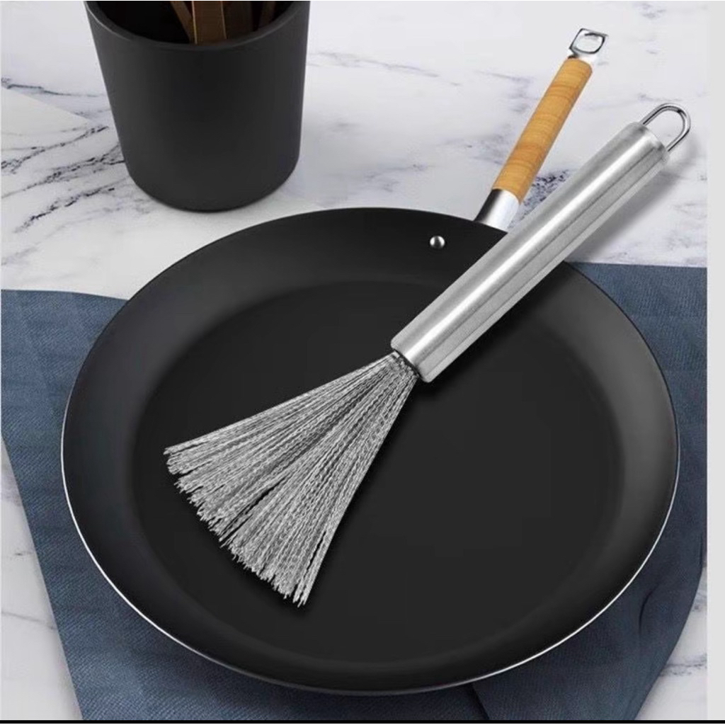 Chổi Cọ Xoong Cọ Nồi Chảo Inox 304 Đánh Bay Vết Bẩn - Rửa Chén Bát Đa Năng Có Tay Cầm Cao Cấp 23cm