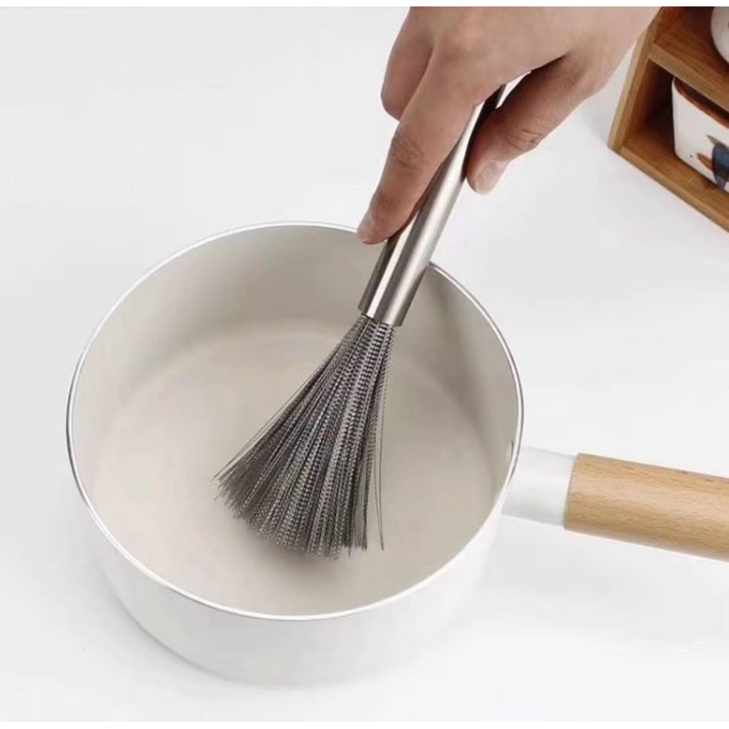 Chổi Cọ Xoong Cọ Nồi Chảo Inox 304 Đánh Bay Vết Bẩn - Rửa Chén Bát Đa Năng Có Tay Cầm Cao Cấp 23cm