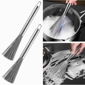 Chổi Cọ Xoong Cọ Nồi Chảo Inox 304 Đánh Bay Vết Bẩn - Rửa Chén Bát Đa Năng Có Tay Cầm Cao Cấp 23cm