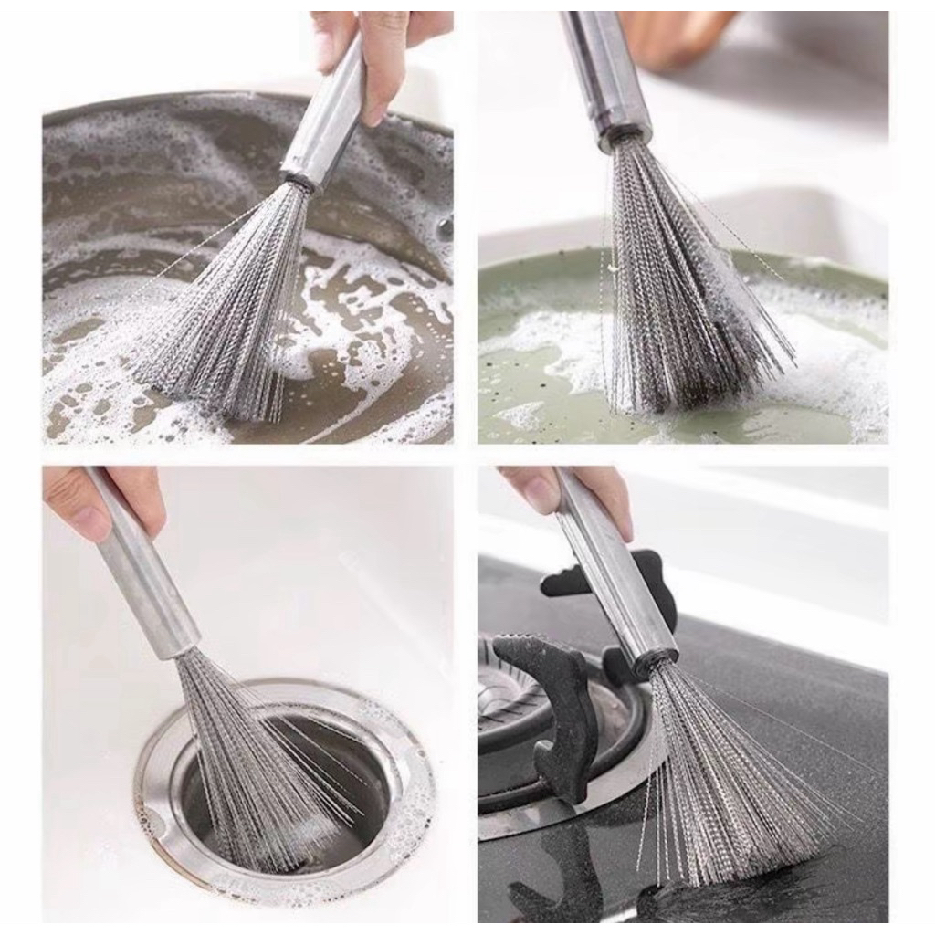 Chổi Cọ Xoong Cọ Nồi Chảo Inox 304 Đánh Bay Vết Bẩn - Rửa Chén Bát Đa Năng Có Tay Cầm Cao Cấp 23cm