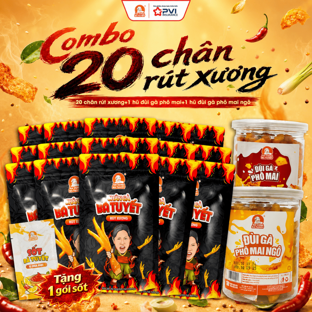 Combo 20 chân gà rút xương tê cay - ĂN CÙNG BÀ TUYẾT M28