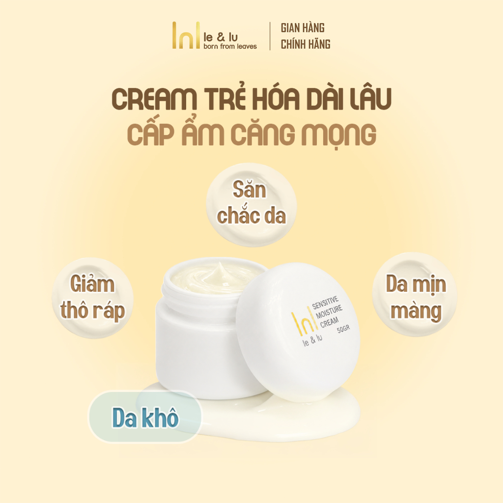 Kem dưỡng ẩm dịu nhẹ cho da khô, da thiếu ẩm và da nhạy cảm Sensitive Moisture Cream Le&Lu 50gr