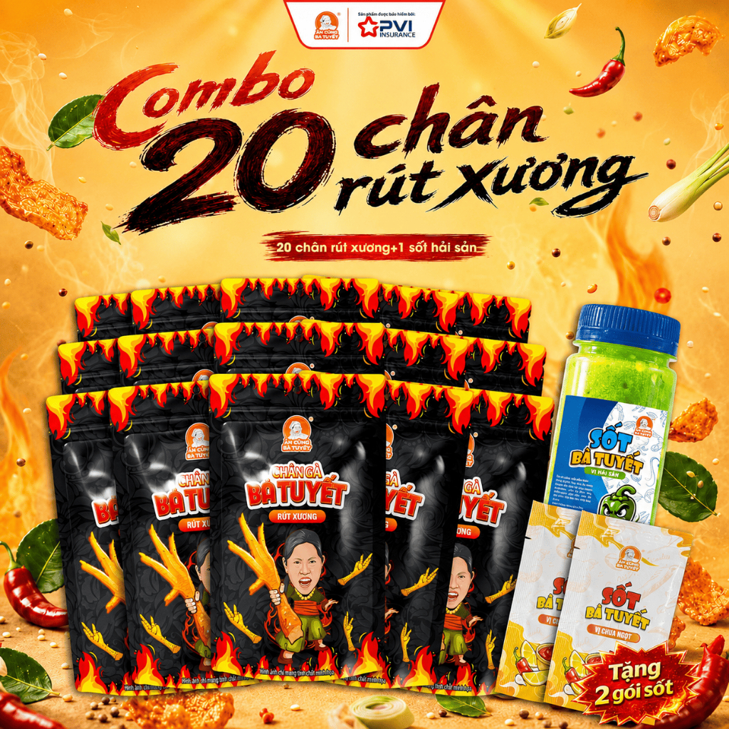 Combo 20 chân gà rút xương tê cay - ĂN CÙNG BÀ TUYẾT M28