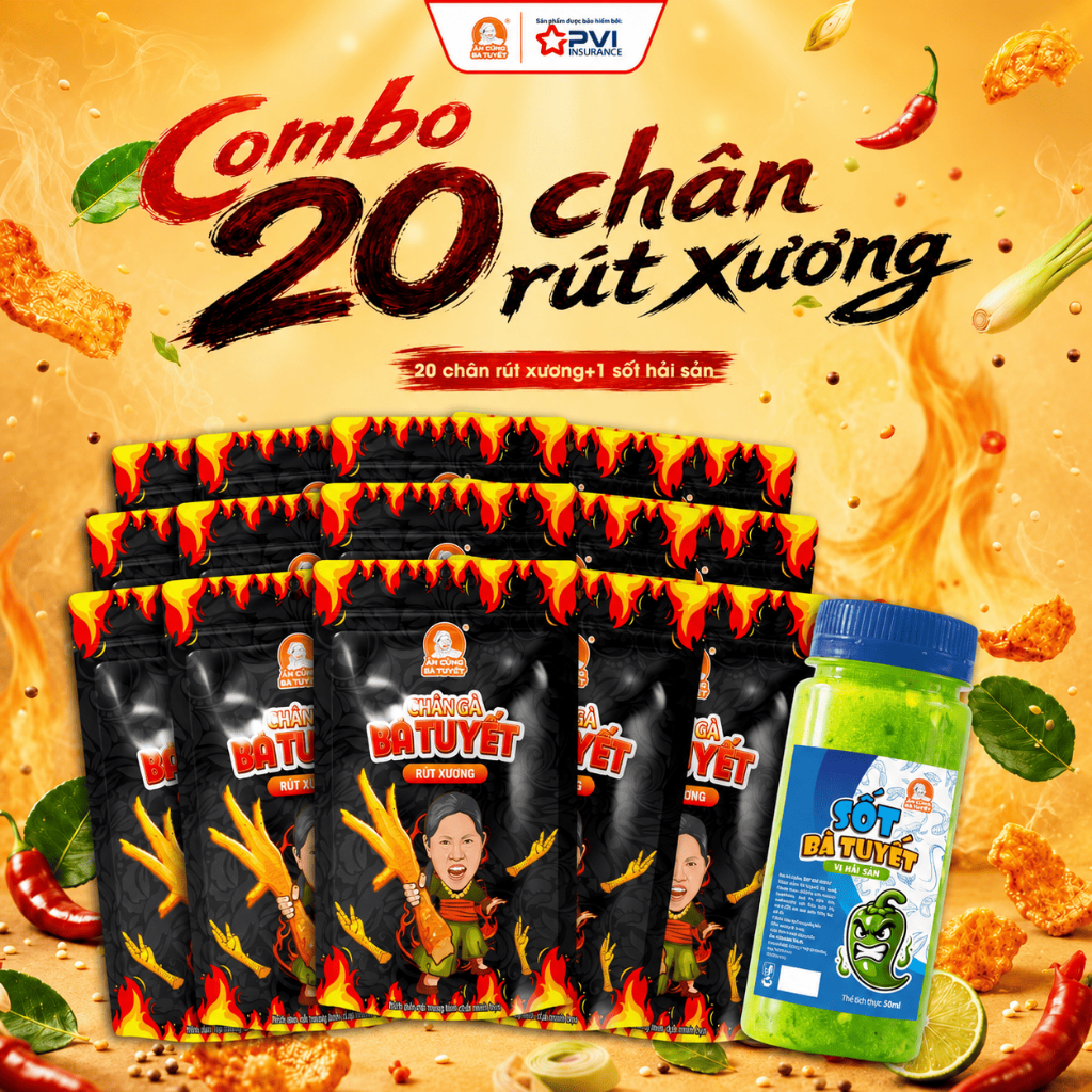 Combo 20 chân gà rút xương tê cay - ĂN CÙNG BÀ TUYẾT M28