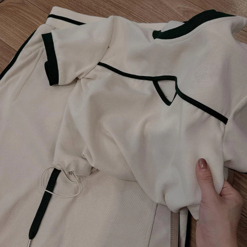 Set đồ nữ DONNA HCOM25580 thun gân dáng dài phối viền xanh basic sang chảnh, đồ bộ nữ mặc nhà đi chơi basic