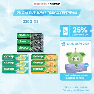 [LIVE] Combo 3 Kem Đánh Răng Closeup Trắng Răng Thơm Mát thành phần Thiên Nhiên 230G