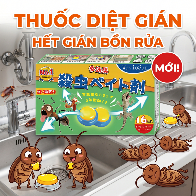 🪳 Thuốc diệt gián 16 viên siêu mạnh, mồi bả gián đậm đặc, hỗ trợ giảm gián trong gia đình