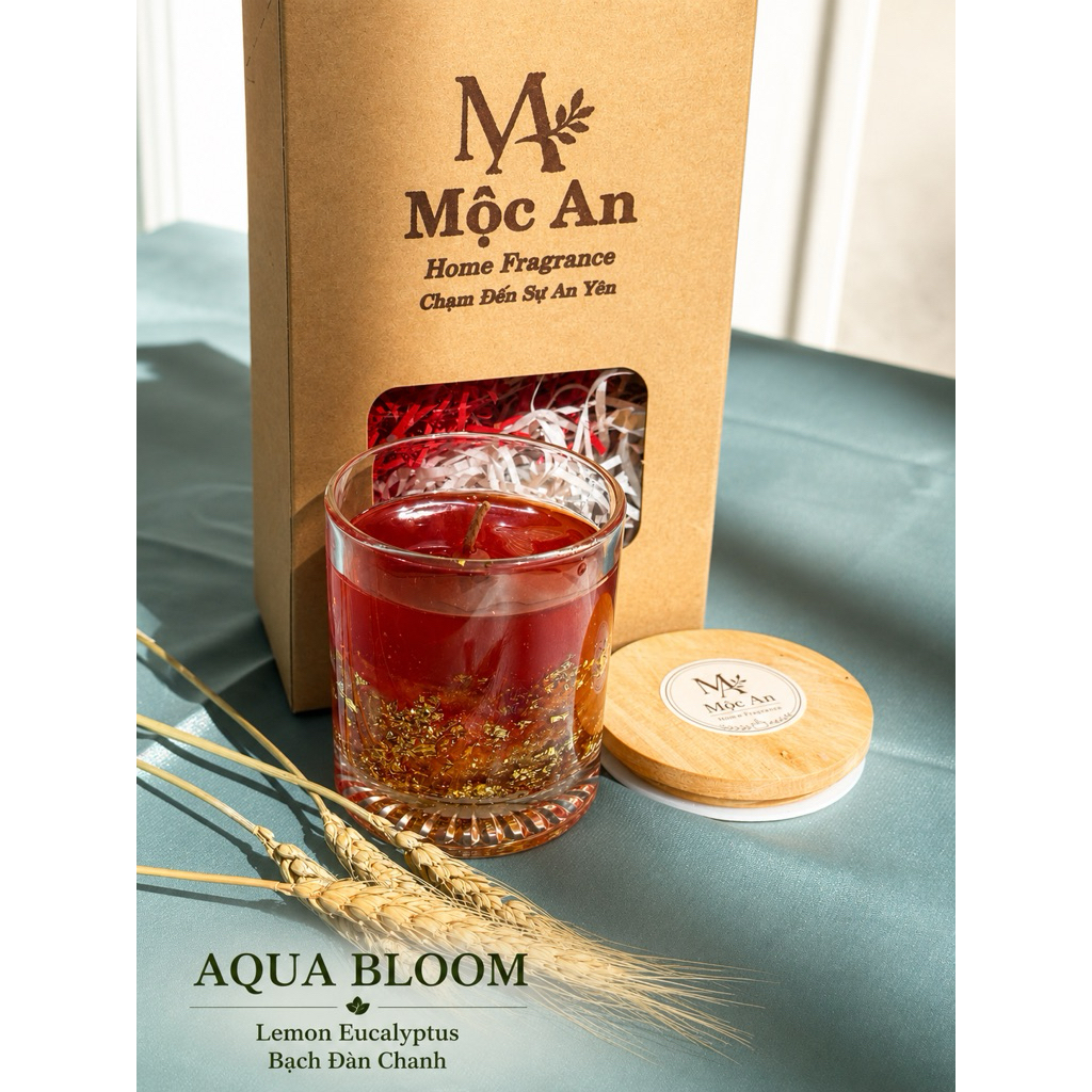 AQUA BLOOM Mộc An | Nến thơm trong suốt decor, nắp gỗ, thư giãn
