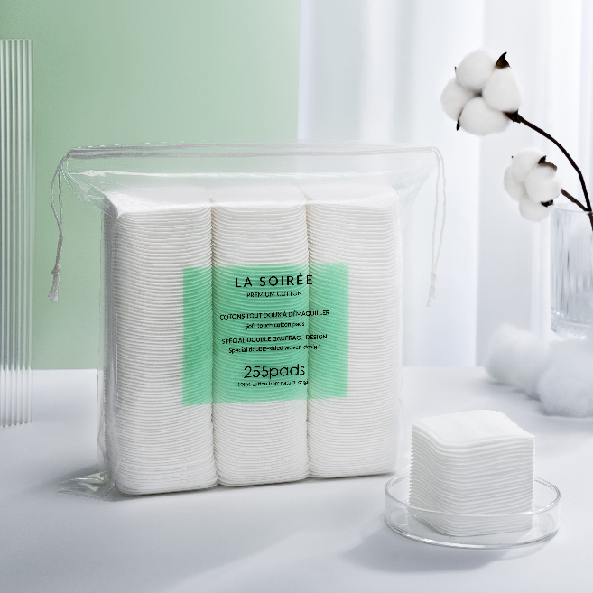 Gói 255 Miếng Lasoirée Bông Tẩy Trang Vuông 100% Cotton mềm mịn không xơ bông