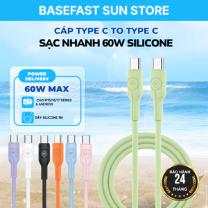 Cáp Sạc Nhanh 60W Basefast Type-C To Type-C Dây Silicone Cho 15/16/17 Series &Android