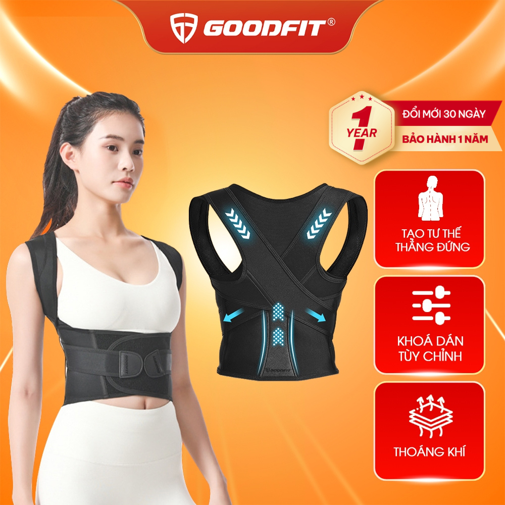 Đai chống gù lưng GoodFit GF716P cho nam nữ, trẻ em, đai áo định hình vai lưng eo, thoáng khí