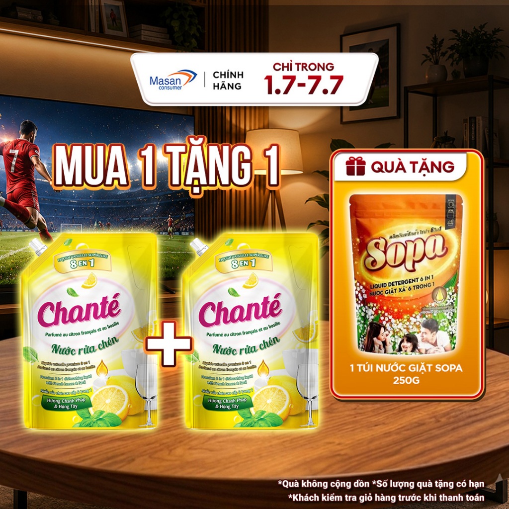[LS][Chọn loại] Combo 2 Nước rửa chén Chanté túi x 3.2kg