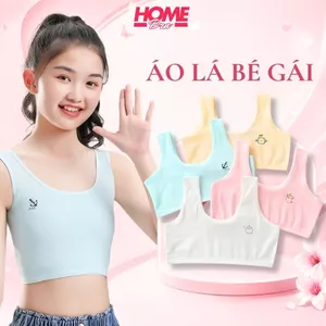 Áo lá bé gái học sinh cotton mềm mại thoáng khí co giãn tốt họa tiết in hình dễ thương HOMEBRA B341