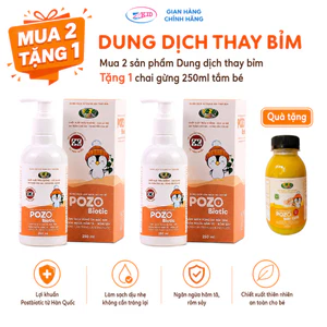 Dung dịch thay bỉm cho bé Pozo Biotic, không cần tráng nước, làm sạch, ngừa hăm hiệu quả 250ML