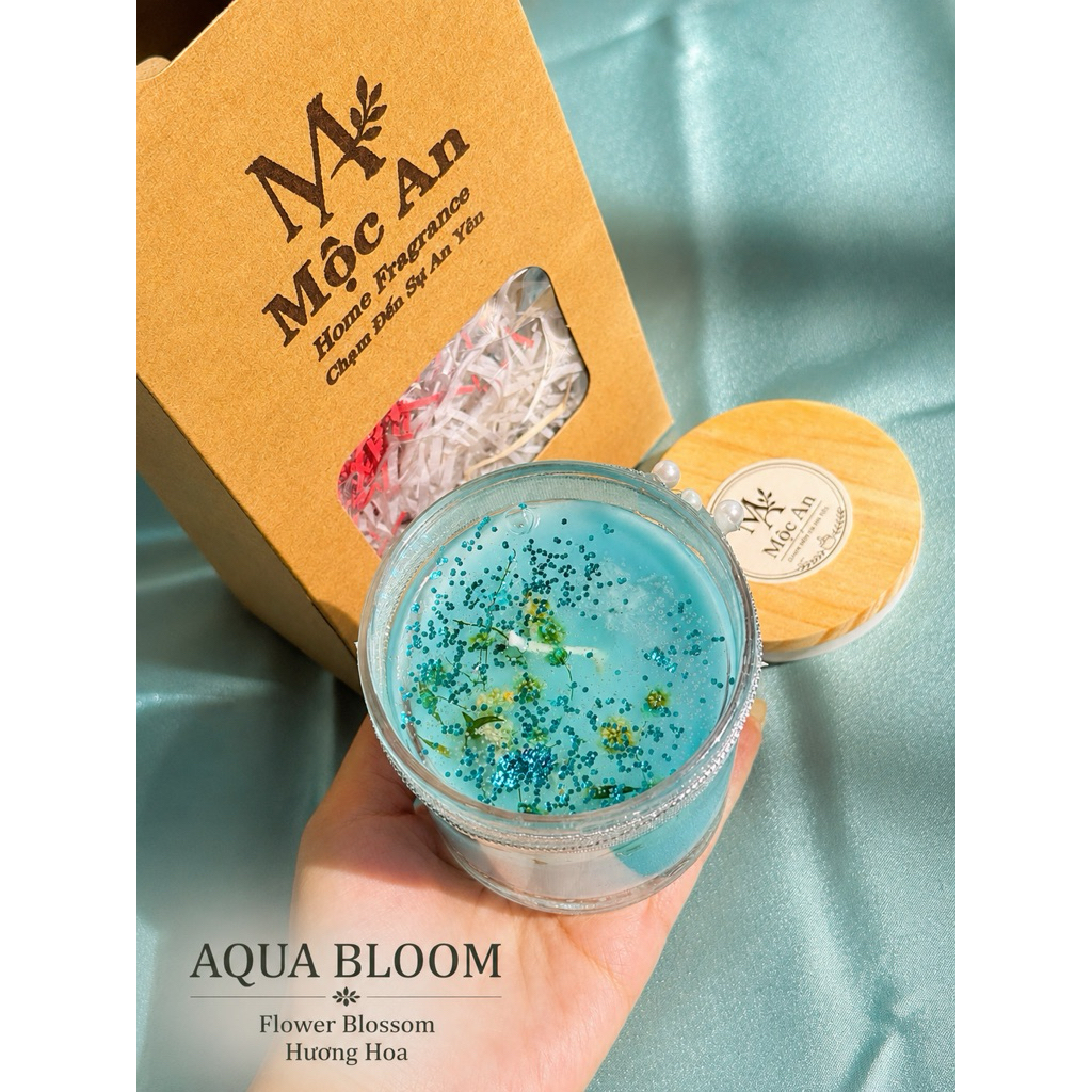 AQUA BLOOM Mộc An | Nến thơm trong suốt decor, nắp gỗ, thư giãn