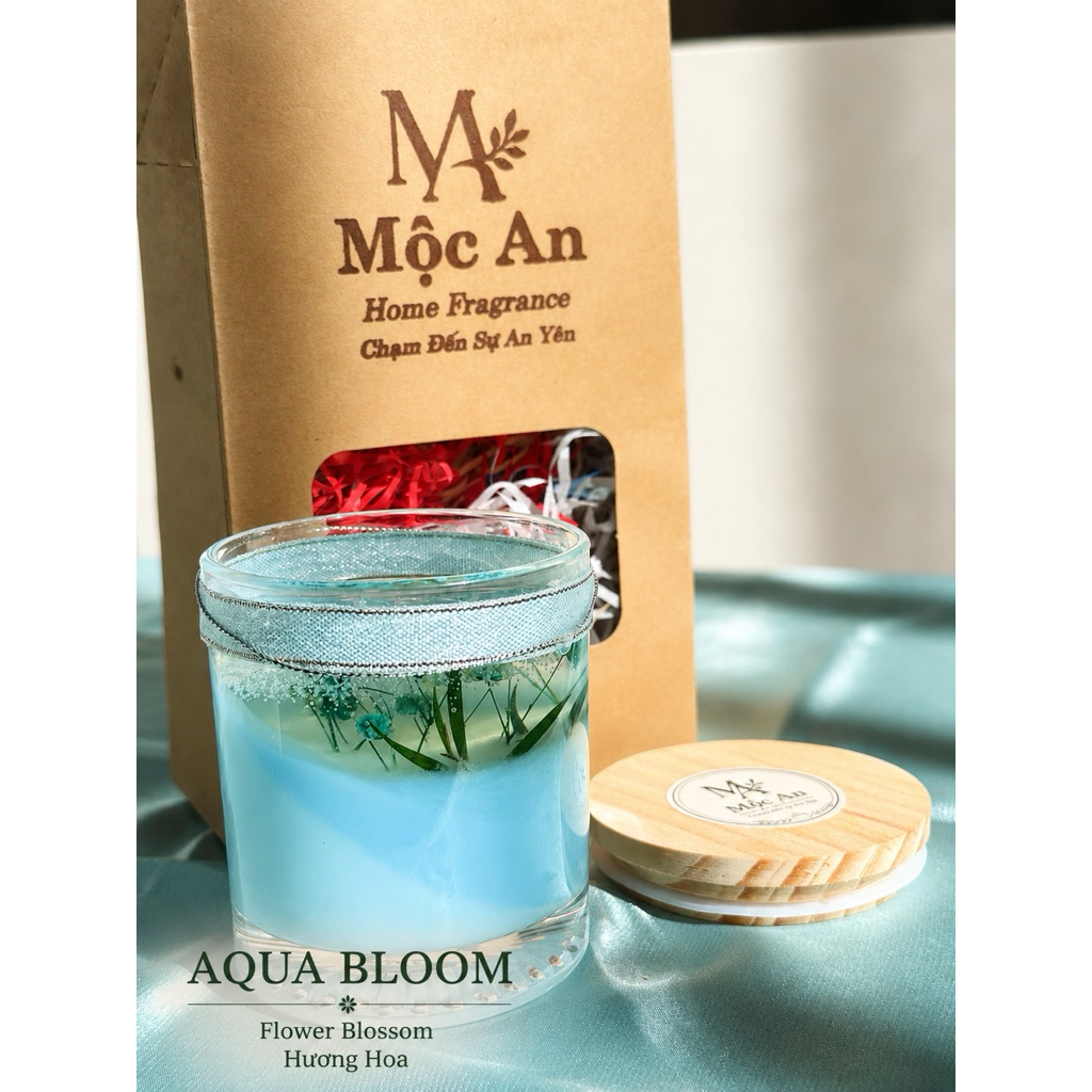 AQUA BLOOM Mộc An | Nến thơm trong suốt decor, nắp gỗ, thư giãn
