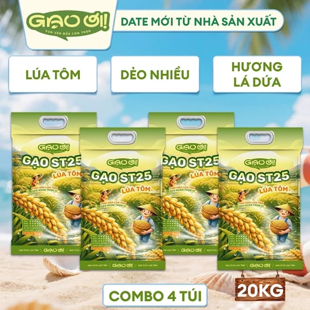 Combo 4 Túi Gạo ST25 Lúa Tôm 5kg – Thương hiệu Gạo Ơi - Tổng 20kg
