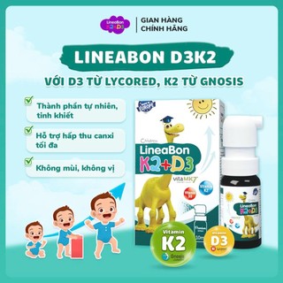 Lineabon Vitamin D3 K2 dạng xịt tiện lợi - Hỗ Trợ Hấp Thu Canxi Cho Trẻ (lọ 10ml)