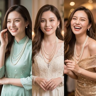 [ DAISYN ] N458 choker ,dây chuyền mang áo dài , vòng cổ mang áo dài, dây chuyền hạt ngọc trai nhân tạo đá  3 sợi dài
