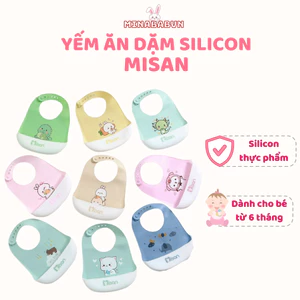 Yếm Ăn Dặm Silicon Cho Bé Misan Tootie Có Máng Hứng, Yếm Tootie Tiện Lợi Màu Sắc Đáng Yêu Minababyvn