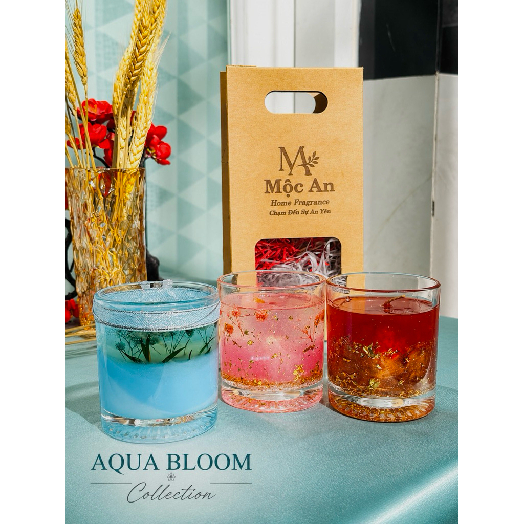 AQUA BLOOM Mộc An | Nến thơm trong suốt decor, nắp gỗ, thư giãn