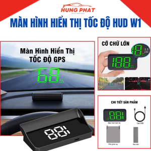 Màn Hình Hiển Thị Tốc Độ Ô Tô HUD W1 DAPANG Chip GPS Thông Minh Kết Nối Cổng USB, Dễ Dàng Quan Sát Tốc Độ-Hưng Phát Auto