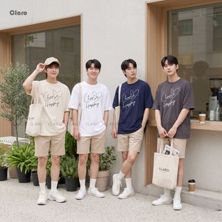 Áo Thun áo phông Nam Nữ Oversize 100% Cotton Cao Cấp CLARO - Choose Happy