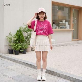 Áo Thun áo phông Nam Nữ Oversize 100% Cotton Cao Cấp CLARO - Choose Happy