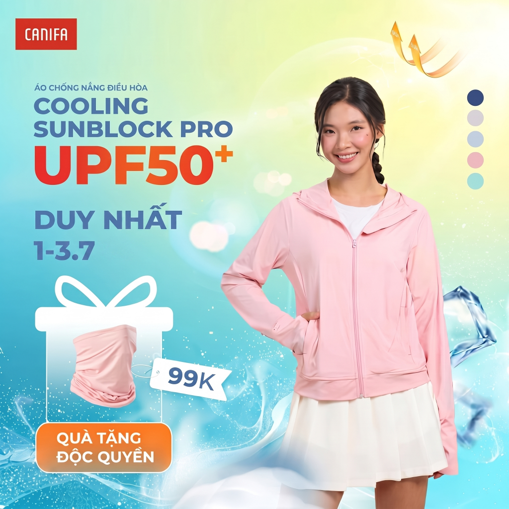 [ 1-3.7 TẶNG KHĂN CHỐNG NẮNG] Áo chống nắng nữ anti 98% UV CANIFA dài tay có mũ dáng vừa vải mát lạnh 6OT26S002