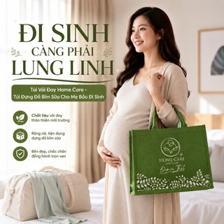 Túi Vải Đay Home Care - Túi Đựng Đồ Bỉm Sữa Cho Mẹ Bầu Đi Sinh Có Quai Xách Siêu Bền (35x15x29cm)