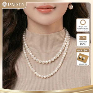 N416 choker vòng cổ hạt Trai, dây chuyền hạt ngọc trai nhân tạo đá dây chuyền mang áo dài 2 sợi hạt 8mm 6mm