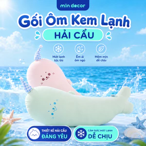 Gối Ôm Kem Lạnh Hải Cẩu Mịn Decor, Êm Mát Dễ Thương