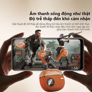 Tai nghe Bluetooth với màn hình pin thời gian thực, phong cách da cổ điển, tai nghe âm nhạc Bluetooth 6.0 có độ trễ thấp