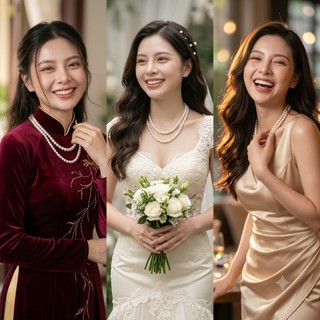 [ DAISYN ] N416 choker vòng cổ hạt Trai, dây chuyền hạt ngọc trai nhân tạo đá dây chuyền mang áo dài 2 sợi hạt 8mm 6mm